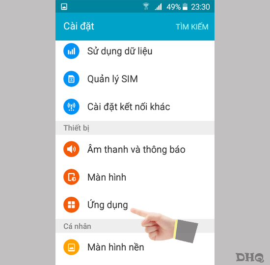 Chọn ứng dụng